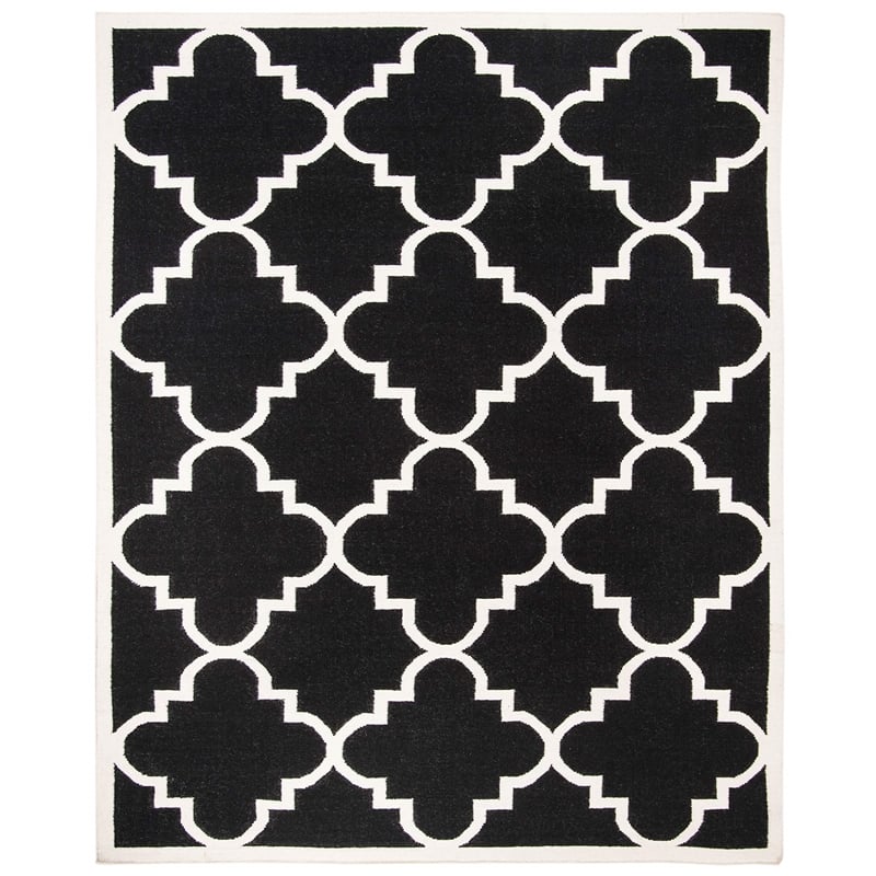Safavieh Dhurries Black Contemporary Rug - 9' x 12'