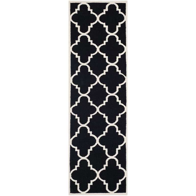 Safavieh Dhurries Black Contemporary Rug - Runner 2'6
