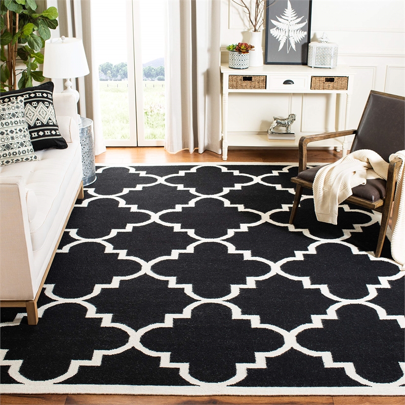 Safavieh Dhurries Black Contemporary Rug - Square 6'