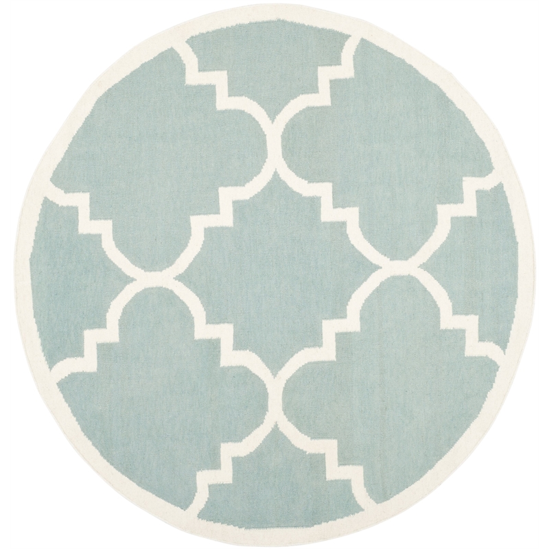 Safavieh Dhurries Light Blue Contemporary Rug - Round 6'