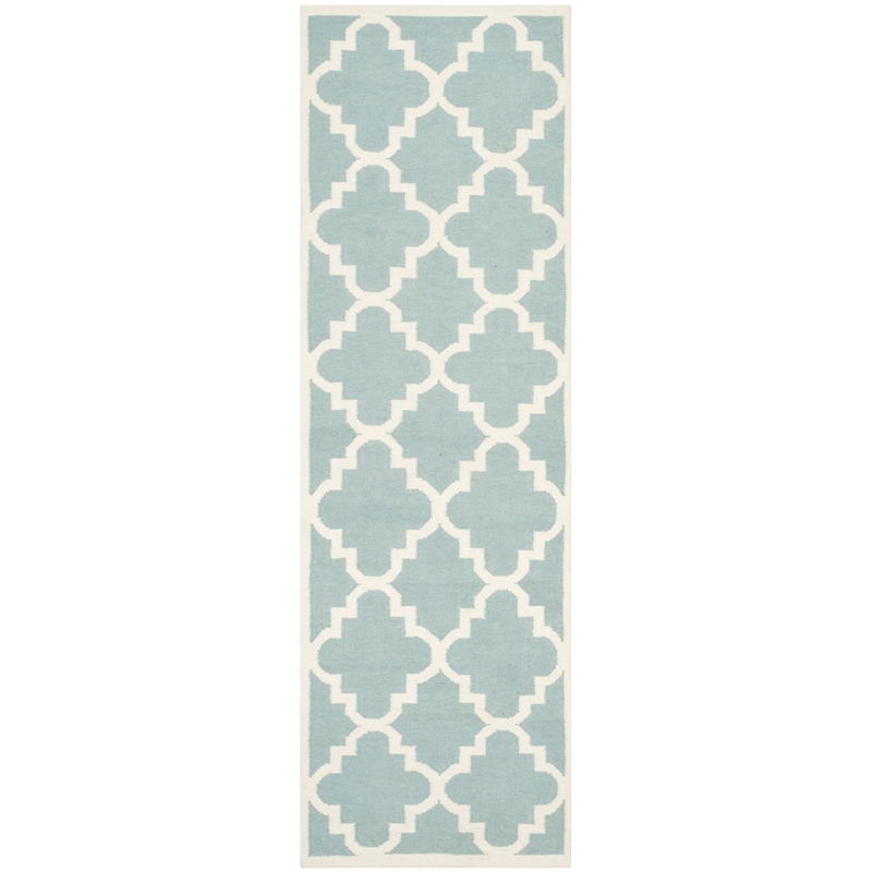 Safavieh Dhurries Light Blue Contemporary Rug - Runner 2'6