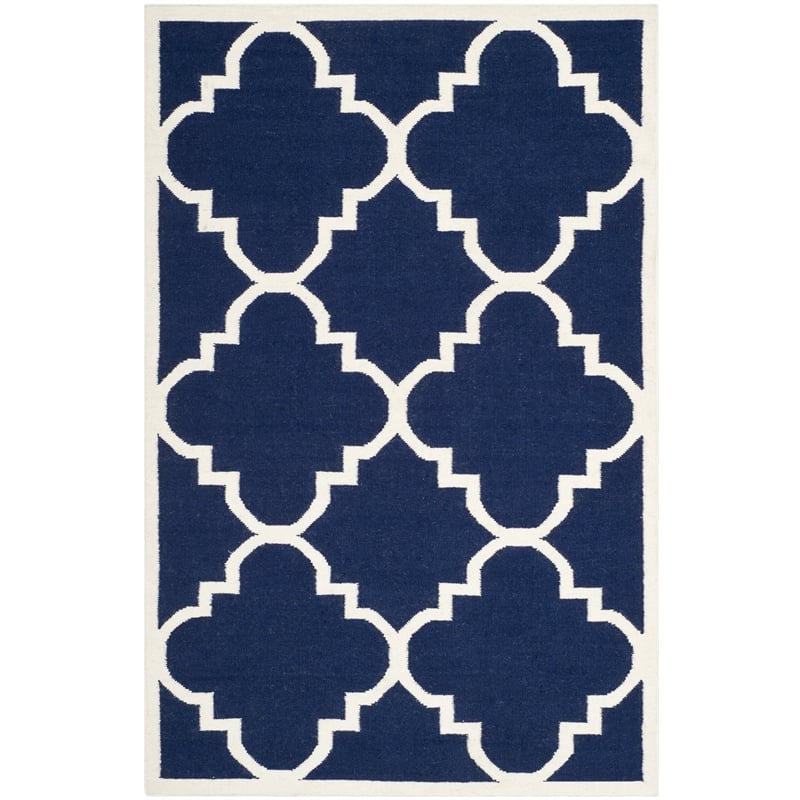 Safavieh Dhurries Navy Contemporary Rug - 6' x 9'