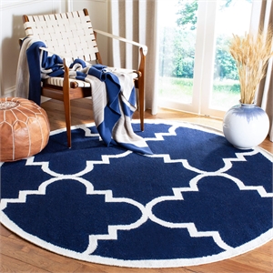 Safavieh Dhurries Navy Contemporary Rug - Round 6'