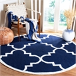Safavieh Dhurries Navy Contemporary Rug - Round 6'