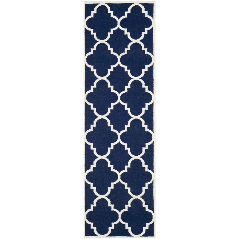 Safavieh Dhurries Navy Contemporary Rug - Runner 2'6