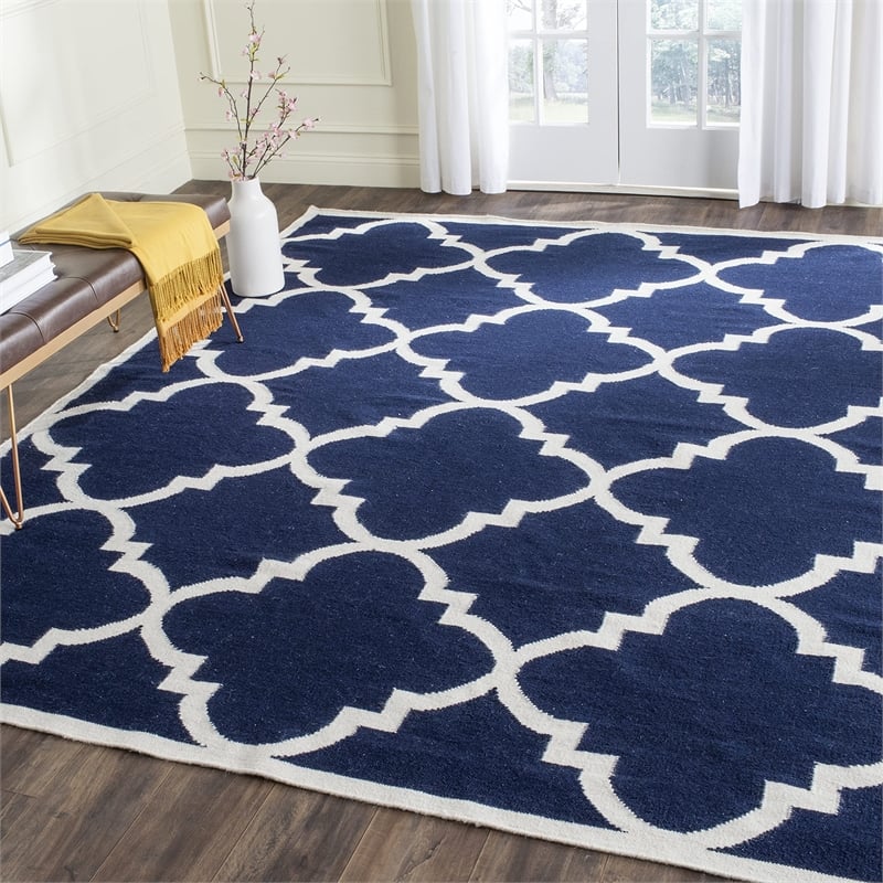 Safavieh Dhurries Dark Grey Contemporary Rug - Square 8'