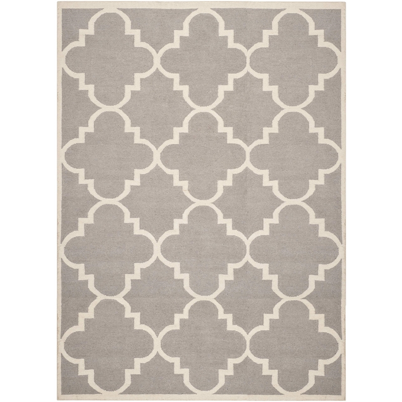 Safavieh Dhurries Dark Grey Contemporary Rug - 8' x 10'