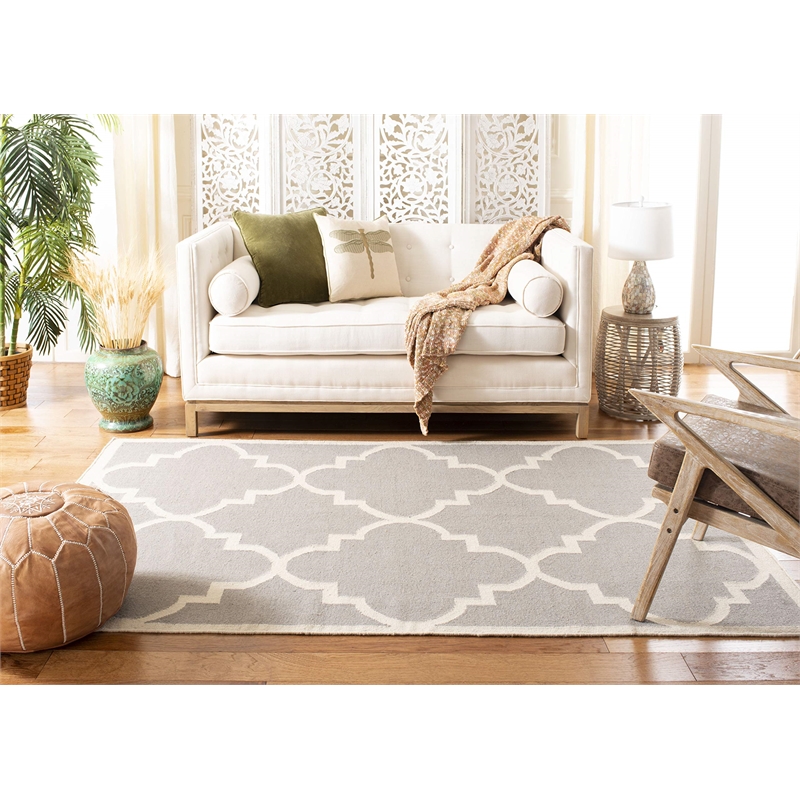 Safavieh Dhurries Dark Grey Contemporary Rug - 9' x 12'