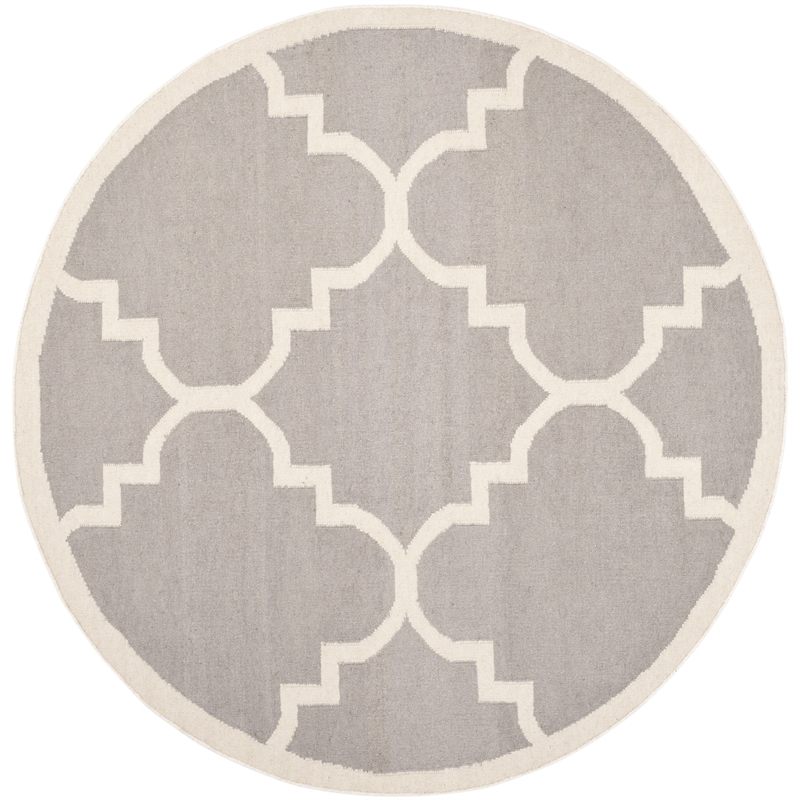 Safavieh Dhurries Dark Grey Contemporary Rug - Round 6'