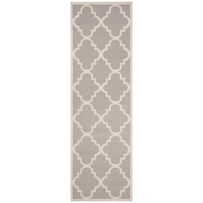 Safavieh Dhurries Dark Grey Contemporary Rug - Runner 2'6