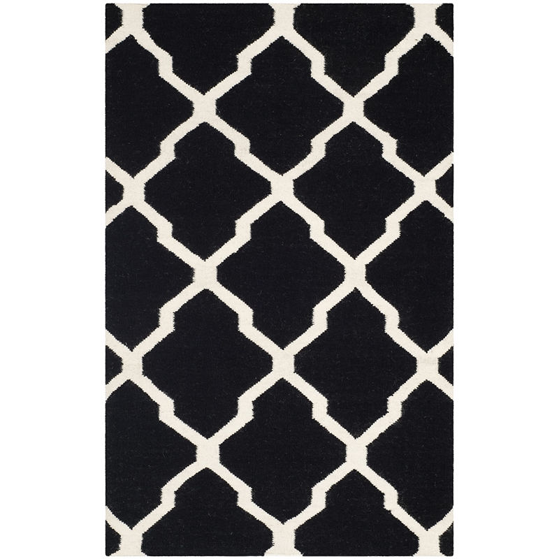 Safavieh Dhurries Black Contemporary Rug - 3' x 5'