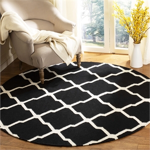 Safavieh Dhurries Black Contemporary Rug - Round 6'