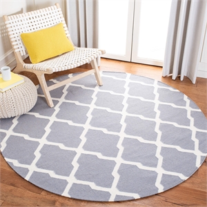 Safavieh Dhurries Grey Contemporary Rug - Round 6'