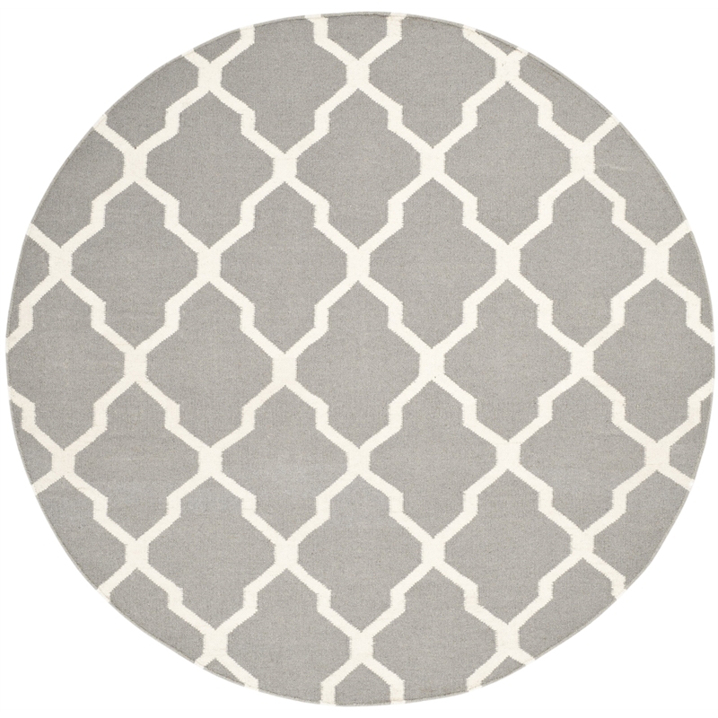 Safavieh Dhurries Grey Contemporary Rug - Round 6'