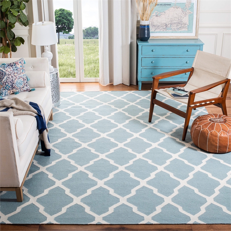 Safavieh Dhurries Light Blue Contemporary Rug - 9' x 12'