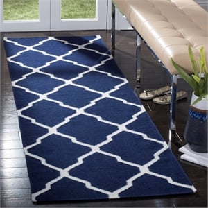 Safavieh Dhurries Navy Contemporary Rug - 2'6&quot x 10'