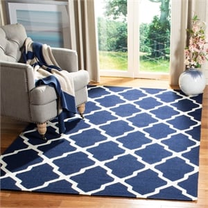 Safavieh Dhurries Navy Contemporary Rug - 6' x 9'