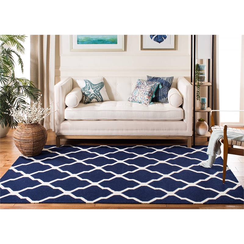 Safavieh Dhurries Navy Contemporary Rug - 9' x 12'