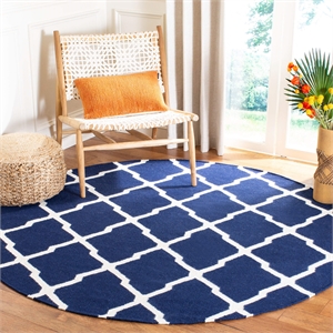 Safavieh Dhurries Navy Contemporary Rug - Round 6'