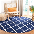 Safavieh Dhurries Navy Contemporary Rug - Round 6'