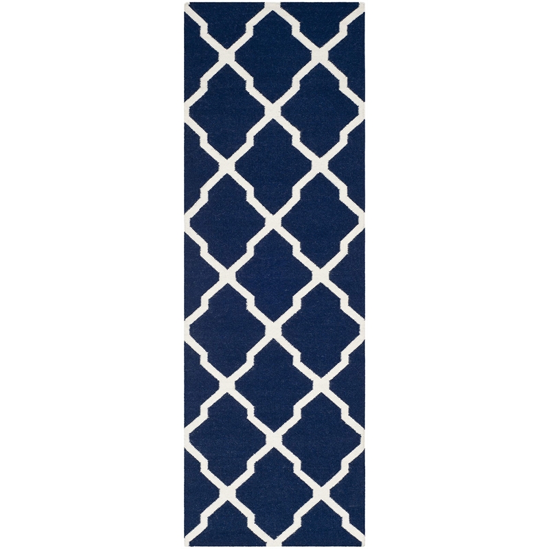 Safavieh Dhurries Navy Contemporary Rug - Runner 2'6