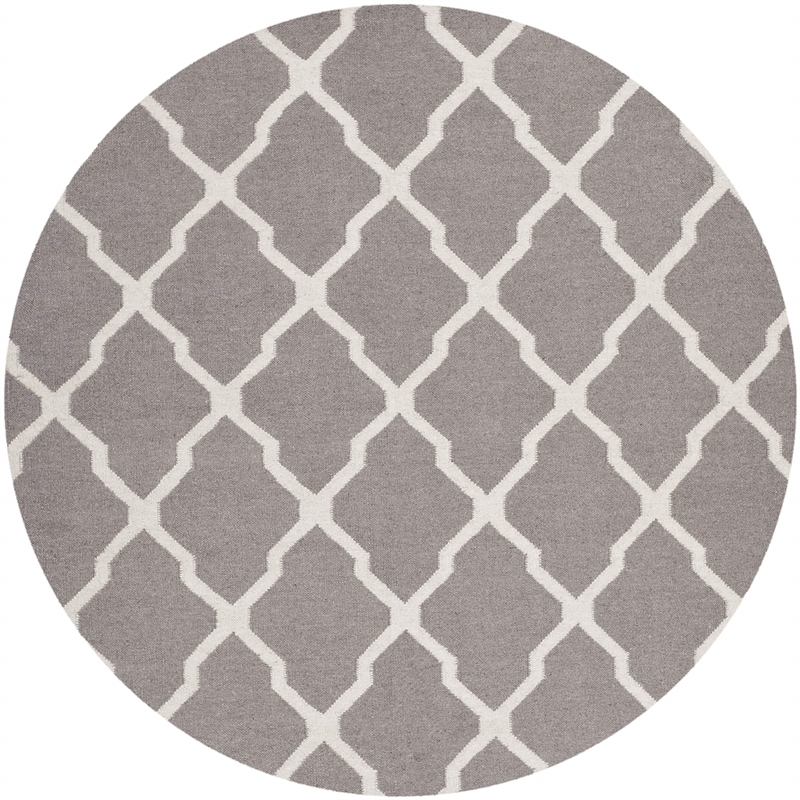 Safavieh Dhurries Dark Grey Contemporary Rug - Round 6'