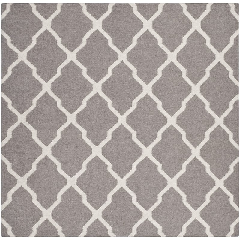 Safavieh Dhurries Dark Grey Contemporary Rug - Square 6'
