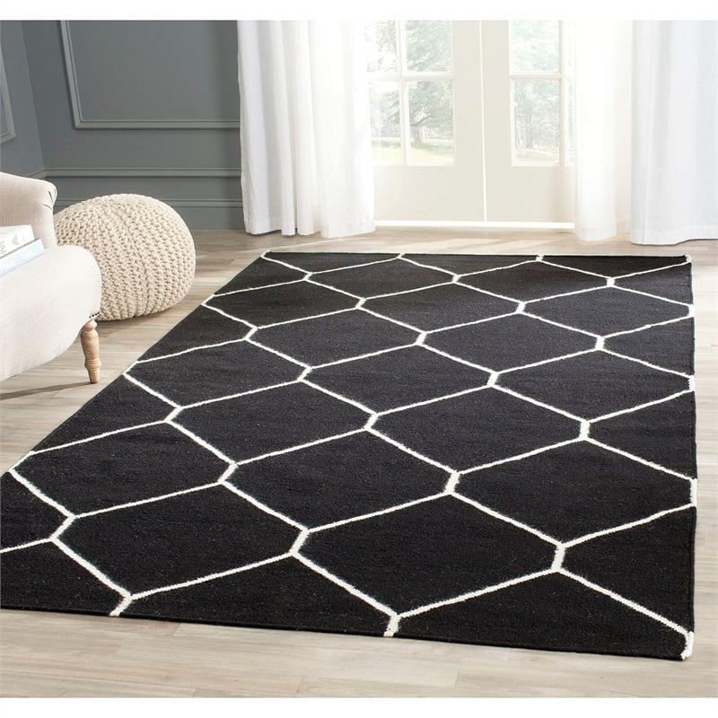 Safavieh Dhurries Black Contemporary Rug - 3' x 5'