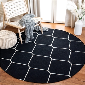 Safavieh Dhurries Black Contemporary Rug - Round 6'
