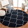 Safavieh Dhurries Black Contemporary Rug - Round 6'