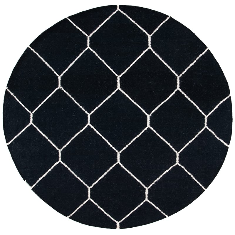 Safavieh Dhurries Black Contemporary Rug - Round 6'
