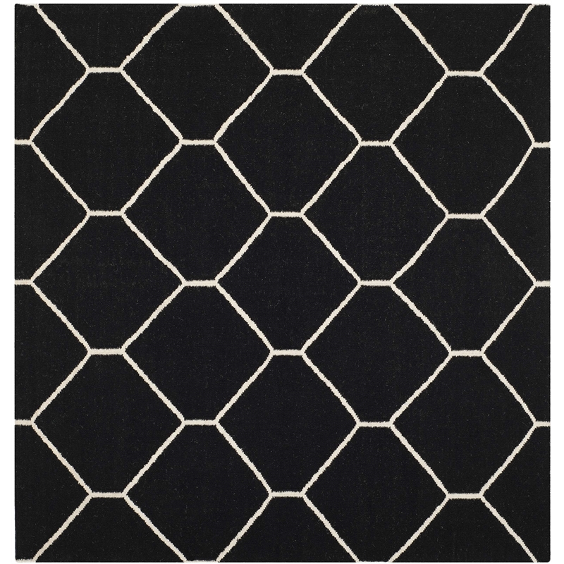 Safavieh Dhurries Black Contemporary Rug - Square 6'