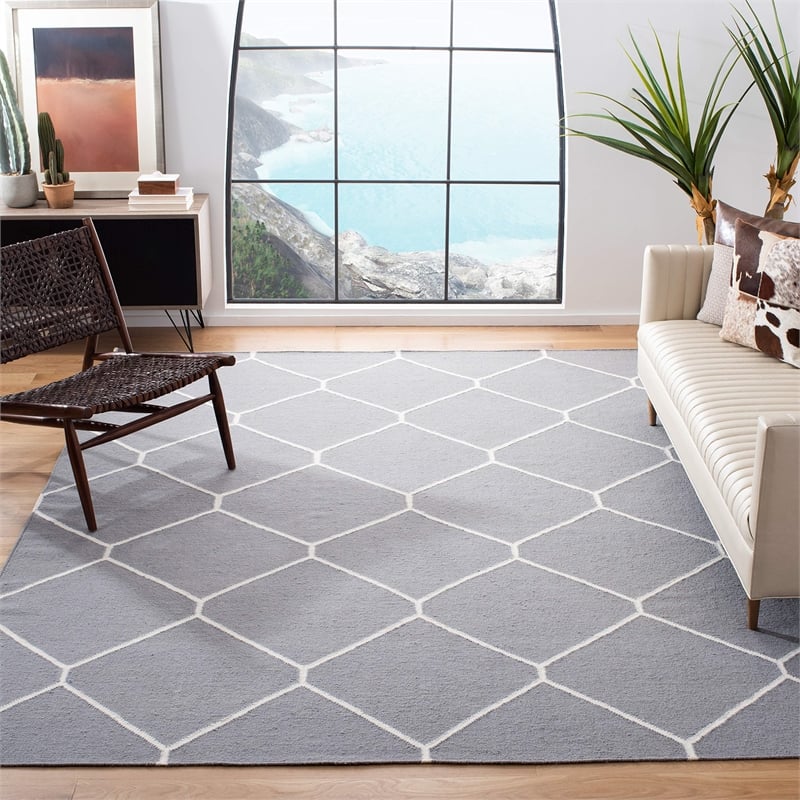 Safavieh Dhurries Grey Contemporary Rug - 6' x 9'