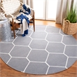 Safavieh Dhurries Grey Contemporary Rug - Round 6'