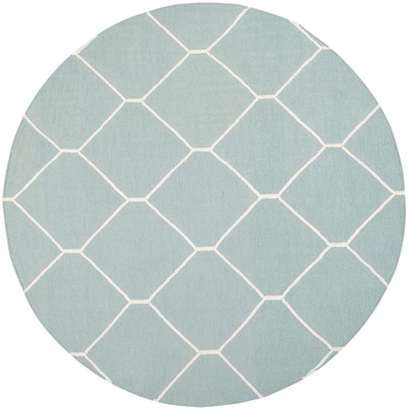 Safavieh Dhurries Light Blue Contemporary Rug - Round 6'