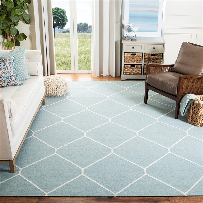 Safavieh Dhurries Light Blue Contemporary Rug - Square 6'