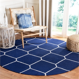 Safavieh Dhurries Navy Contemporary Rug - Round 6'