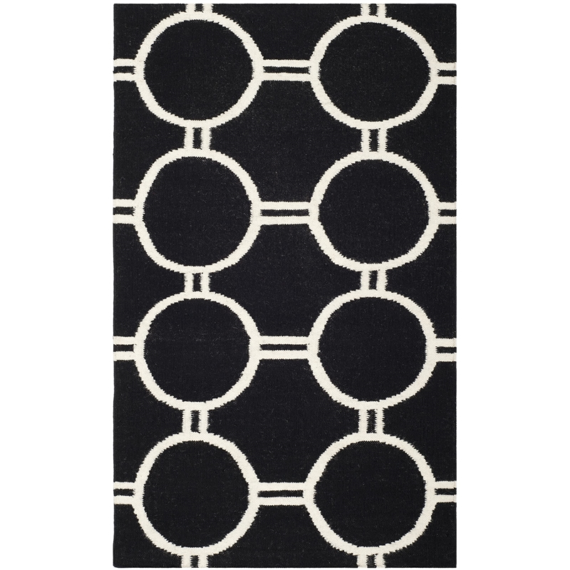 Safavieh Dhurries Black Contemporary Rug - 3' x 5'