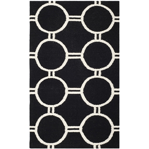 Safavieh Dhurries Black Contemporary Rug - 3' x 5'
