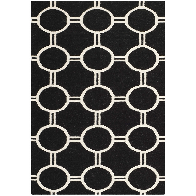 Safavieh Dhurries Black Contemporary Rug - 4' x 6'