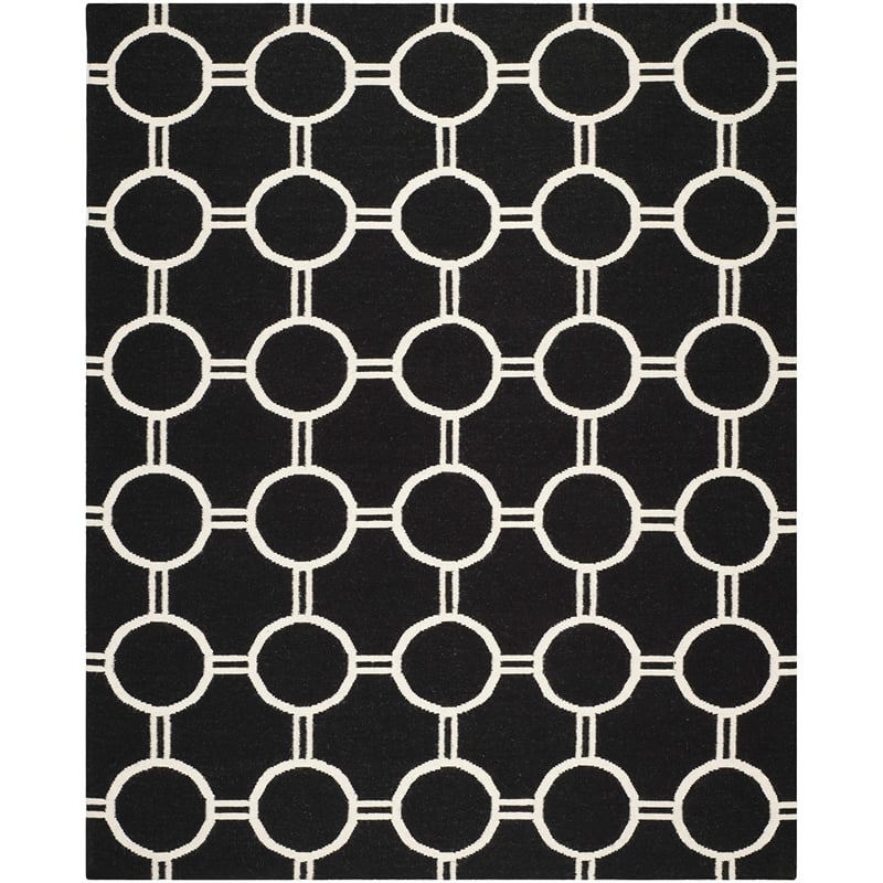 Safavieh Dhurries Black Contemporary Rug - 8' x 10'