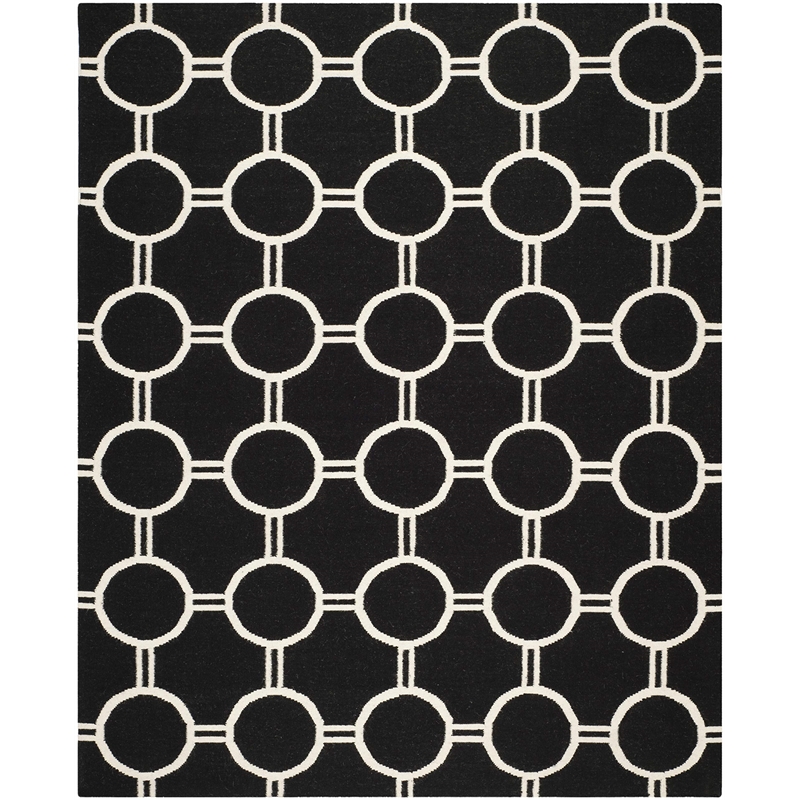 Safavieh Dhurries Black Contemporary Rug - 9' x 12'