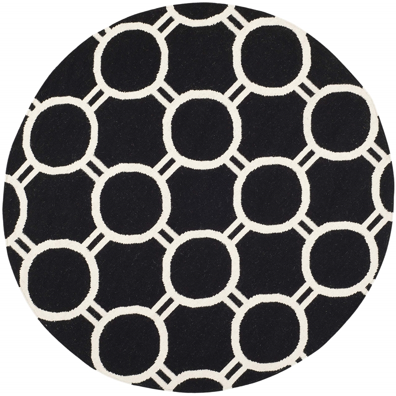 Safavieh Dhurries Black Contemporary Rug - Round 6'