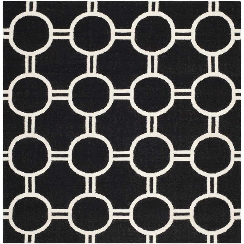Safavieh Dhurries Black Contemporary Rug - Square 6'