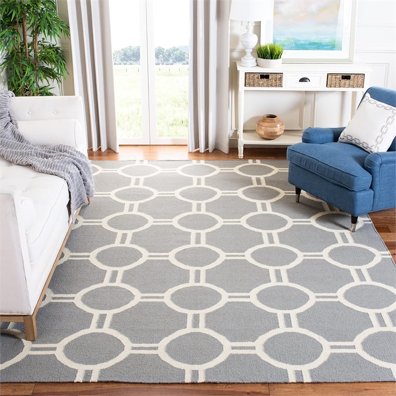 Safavieh Dhurries Grey Contemporary Rug - 3' x 5'