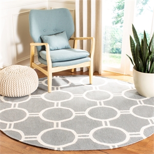Safavieh Dhurries Grey Contemporary Rug - Round 6'