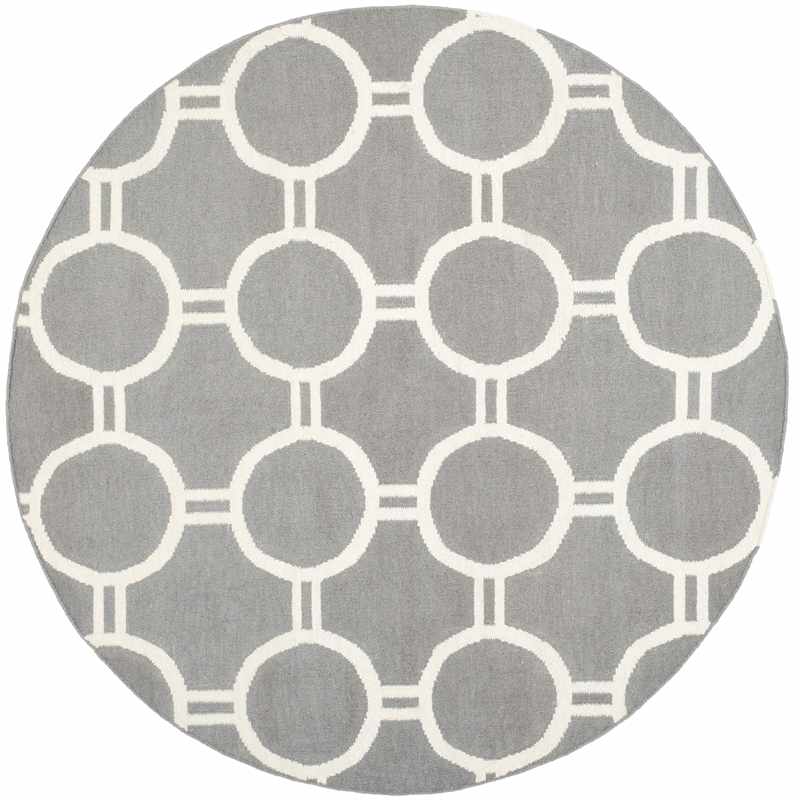 Safavieh Dhurries Grey Contemporary Rug - Round 6'
