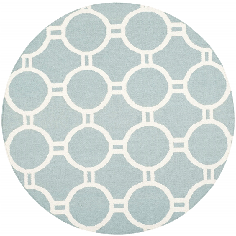 Safavieh Dhurries Light Blue Contemporary Rug - Round 6'