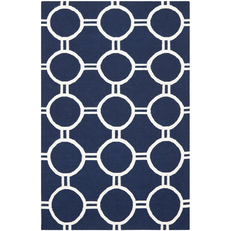 Safavieh Dhurries Navy Contemporary Rug - 5' x 8'