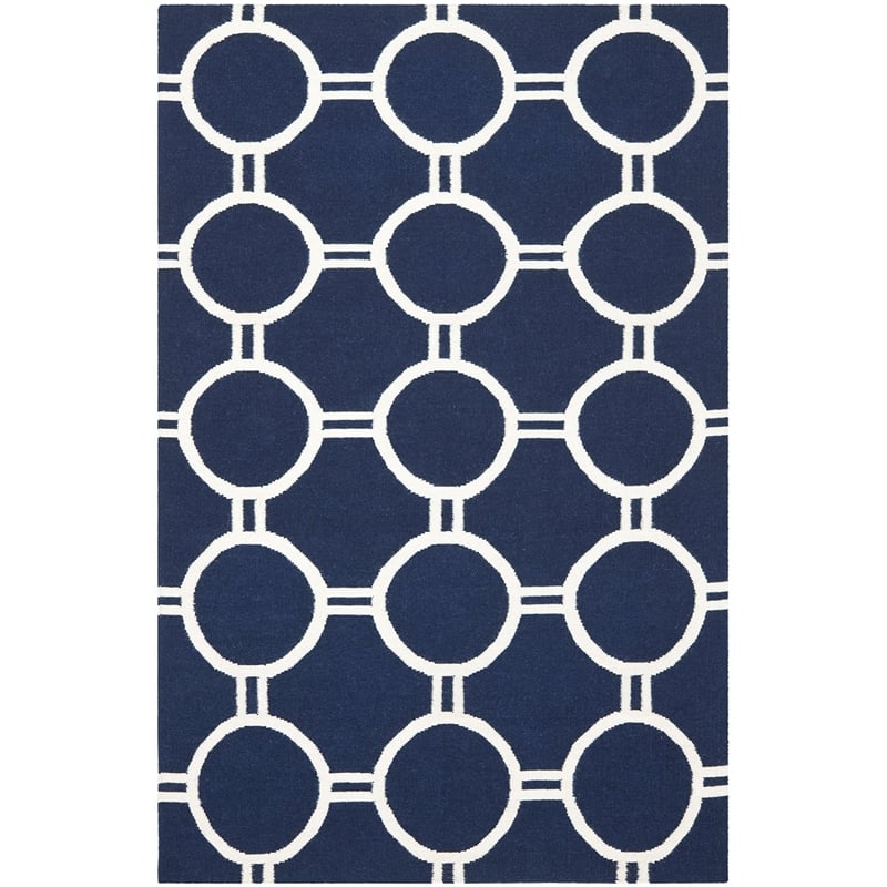 Safavieh Dhurries Navy Contemporary Rug - 6' x 9'